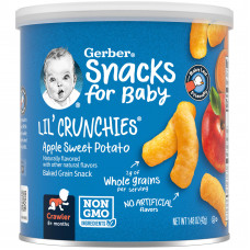Gerber, Snacks for Baby, Lil 'Crunchies, снек из запеченного зерна, для детей от 8 месяцев, яблоко и батат, 42 г (1,48 унции)