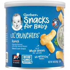 Gerber, Snacks for Baby, Lil 'Crunchies, снек из запеченного зерна, для детей от 8 месяцев, Ranch, 42 г (1,48 унции)