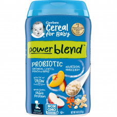 Gerber, Cereal for Baby, Power Blend, 2nd Foods, овсянка с пробиотиками, чечевица, персик и яблоко, 227 г (8 унций)