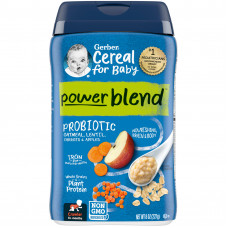 Gerber, Powerblend Cereal for Baby, овсянка с пробиотиками, чечевица, морковь и яблоки, от 8 месяцев, 227 г (8 унций)