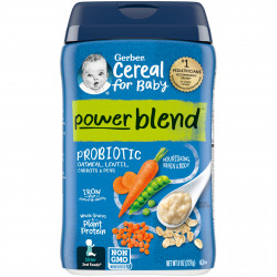 Gerber, Powerblend Cereal for Baby, овсянка с пробиотиками, чечевица, морковь и горошек, продукты для 2-го поколения, 227 г (8 унций)