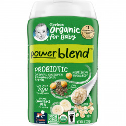Gerber, Powerblend Organic для детей от 8 месяцев, пробиотическая овсянка, нут, банан и хлопья чиа, 227 г (8 унций)