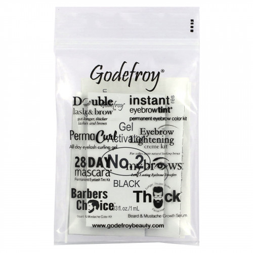 Godefroy, Мгновенный оттенок для бровей, Natural Black, 3 комплекта для нанесения