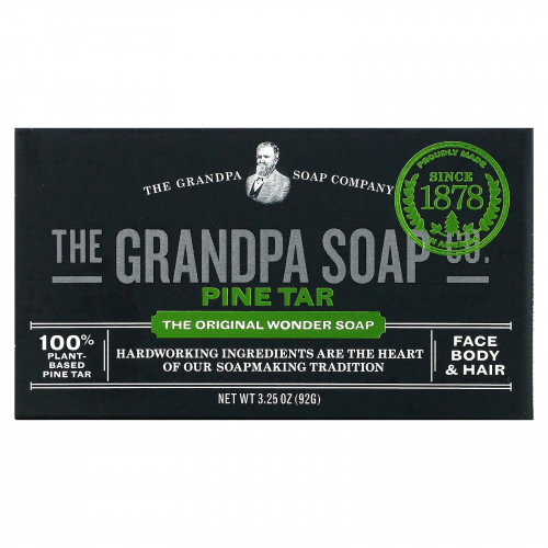 The Grandpa Soap Co., Мыло для лица, тела и волос, сосновый деготь, 92 г (3,25 унции)