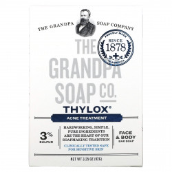 The Grandpa Soap Co., Брусковое мыло для лица и тела, Thylox, борьба с акне, 92 г