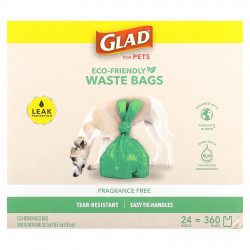 Glad for Pets, Экологичные пакеты для отходов, для домашних животных, без отдушек, 360 пакетов (Товар снят с продажи) 