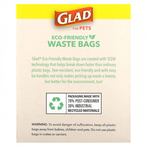 Glad for Pets, Экологичные пакеты для отходов, для домашних животных, без отдушек, 360 пакетов (Товар снят с продажи) 