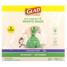 Glad for Pets, Экологичные пакеты для отходов, для домашних животных, лаванда, 360 пакетов