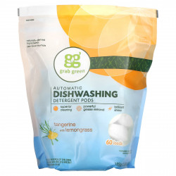 Grab Green, моющее средство для автоматических посудомоечных машин в таблетках, без запаха, 60 загрузок, 1080 г (2 фунта, 6 унций)