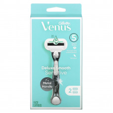 Gillette, Venus, бритва и картриджи Deluxe Smooth Sensitive`` 1 бритва 2 картриджа