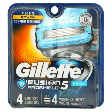 Gillette, Сменные кассеты для бритья Fusion5 Proshield, Chill, 4 кассеты