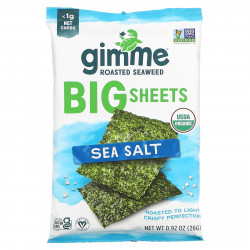 gimMe, Премиальные жареные водоросли, большие листы, морская соль, 26 г (0,92 унции)