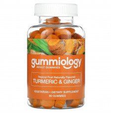 Gummiology, жевательные таблетки с куркумой и имбирем, для взрослых, вкус тропических фруктов, 90 вегетарианских жевательных таблеток