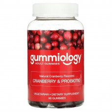 Gummiology, жевательные таблетки с клюквой и пробиотиком, со вкусом клюквы, 90 вегетарианских жевательных таблеток