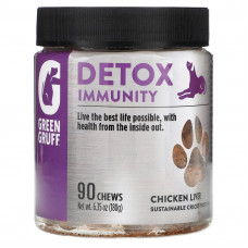 Green Gruff, Детокс-иммунитет, куриная печень, 90 жевательных таблеток, 6,35 (180 г)