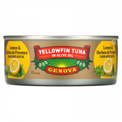Genova, Желтоперый тунец в оливковом масле, с лимоном и прованскими травами, 142 г (5 унций)