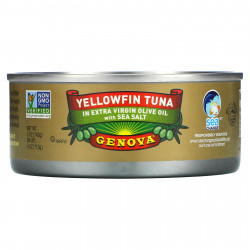 Genova, желтоперый тунец в нерафинированном оливковом масле высшего качества с морской солью, 142 г (5 унций)