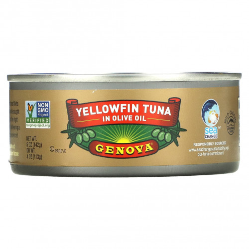 Genova, Желтоперый тунец в оливковом масле, 4 пакетика по 142 г (5 унций)