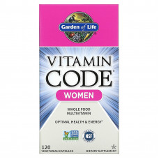 Garden of Life, Vitamin Code, мультивитамины из цельных продуктов для женщин, 120 вегетарианских капсул