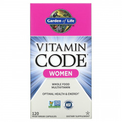 Garden of Life, Vitamin Code, мультивитамины из цельных продуктов для женщин, 120 вегетарианских капсул