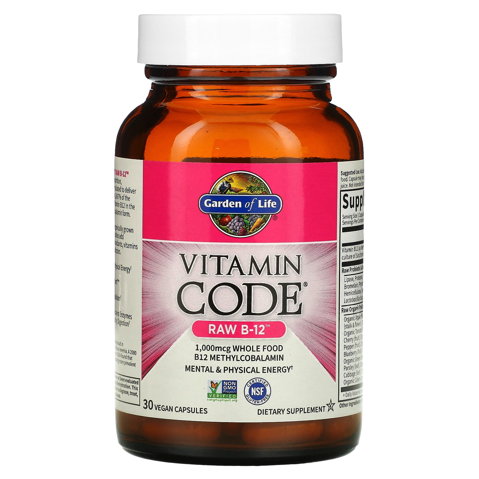 Garden of Life, Vitamin Code, RAW B12, 30 растительных капсул