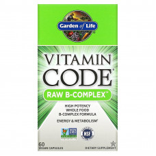 Garden of Life, Vitamin Code, Raw B-Complex, комплекс витаминов группы В, 60 веганских капсул