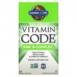 Garden of Life, Vitamin Code, Raw B-Complex, комплекс витаминов группы В, 60 веганских капсул