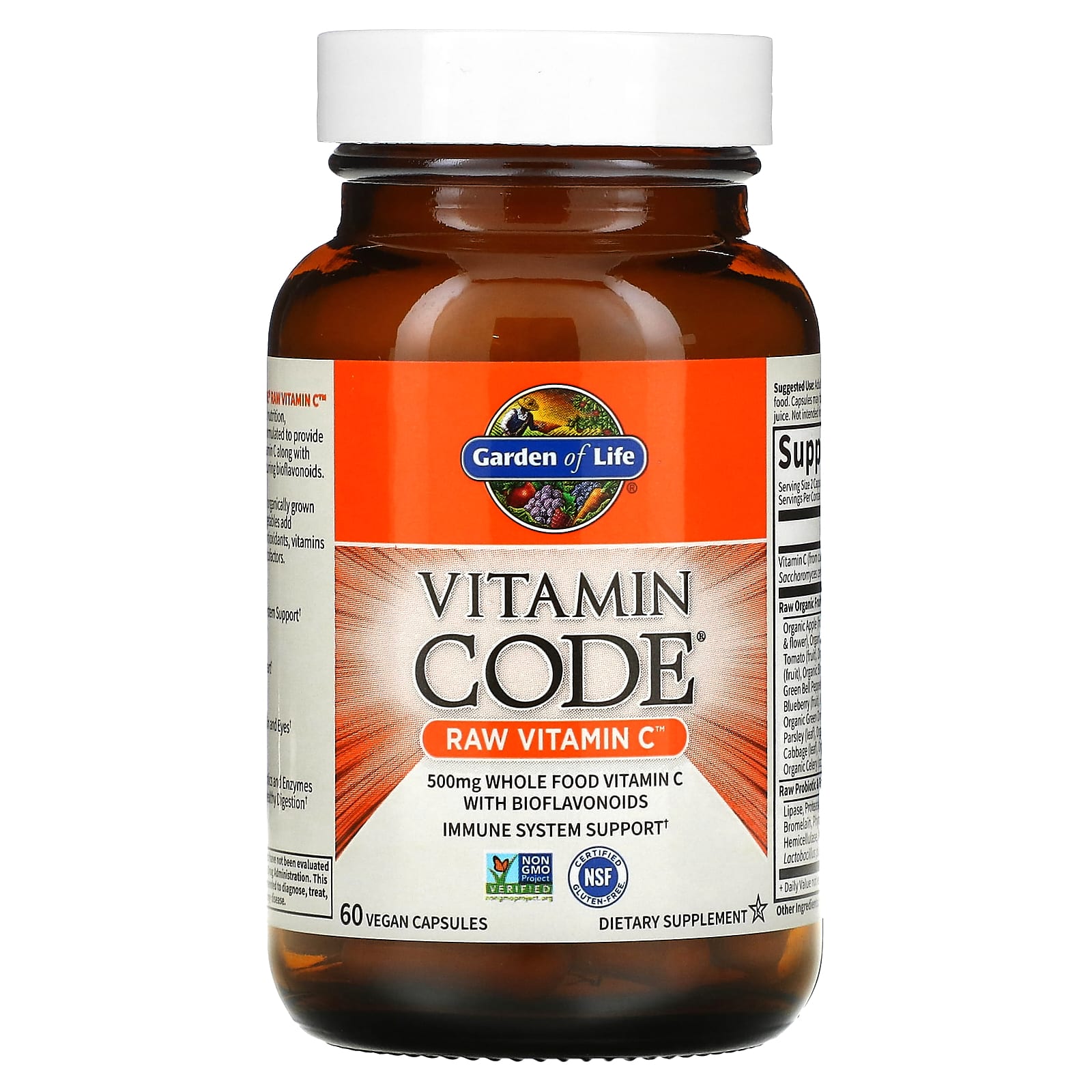 Garden of Life, Vitamin Code, Raw Vitamin C, 60 веганских капсул