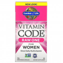 Garden of Life, Vitamin Code, RAW One, мультивитаминная добавка для женщин (для приема 1 раз в день), 75 вегетарианских капсул