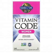 Garden of Life, Vitamin Code, мультивитамины из цельных продуктов для женщин, 240 вегетарианских капсул