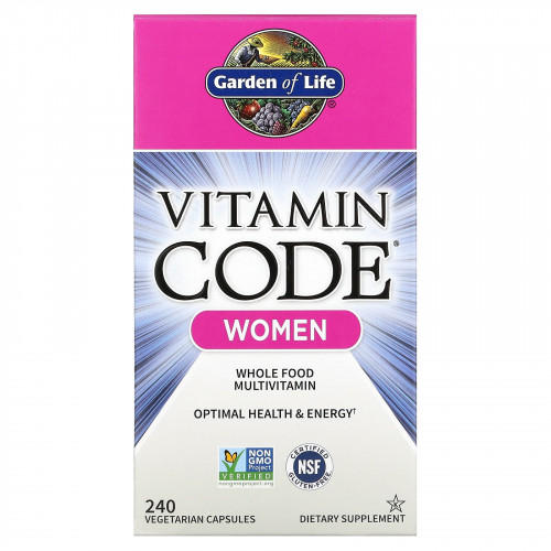 Garden of Life, Vitamin Code, мультивитамины из цельных продуктов для женщин, 240 вегетарианских капсул