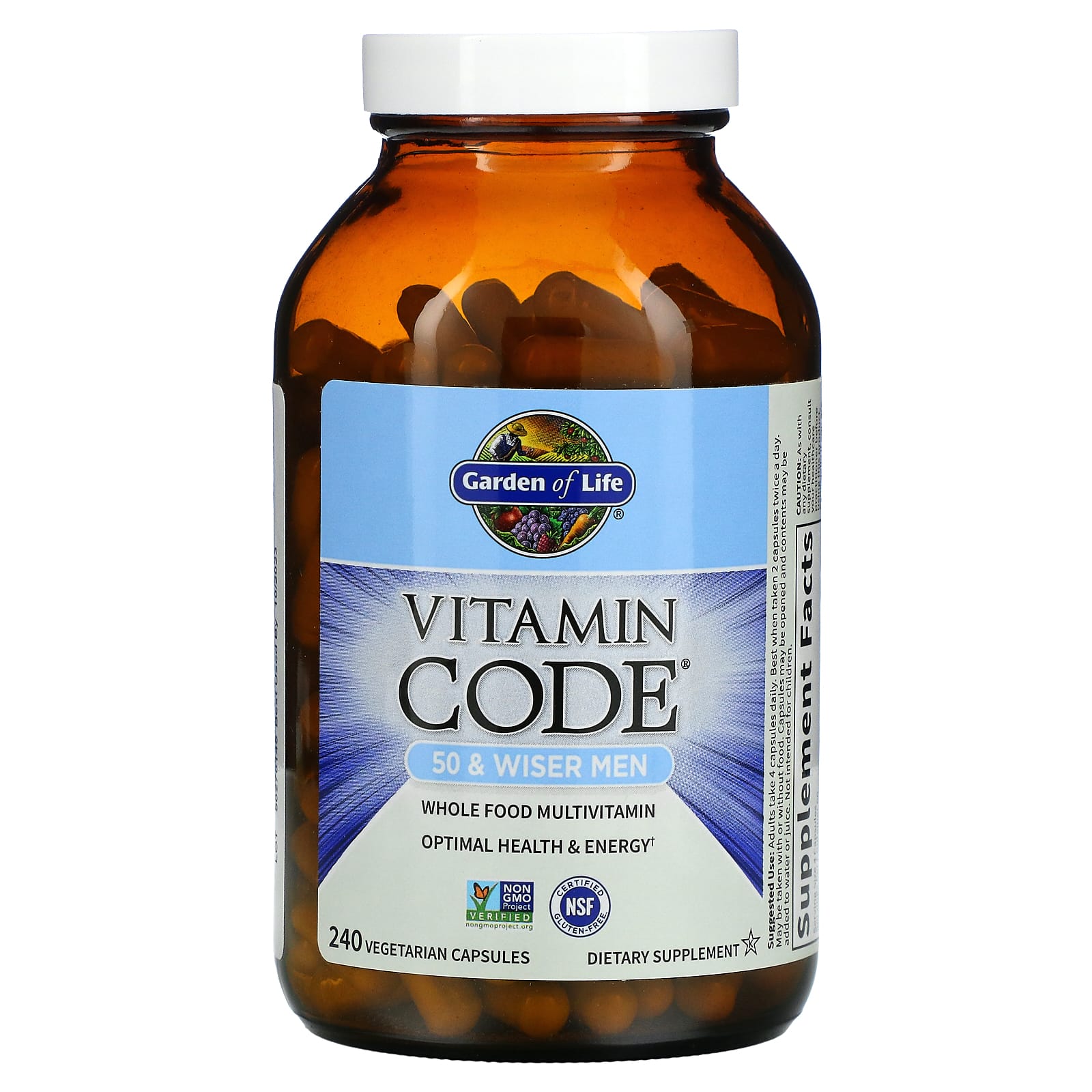 Garden of Life, Vitamin Code, мультивитамины из цельных продуктов для мужчин от 50 лет, 240 вегетарианских капсул