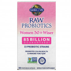Garden of Life, RAW Probiotics, пробиотики для женщин от 50 лет, 85 млрд, 90 вегетарианских капсул