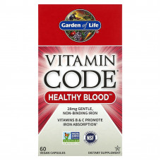 Garden of Life, Vitamin Code, Healthy Blood, 60 веганских капсул