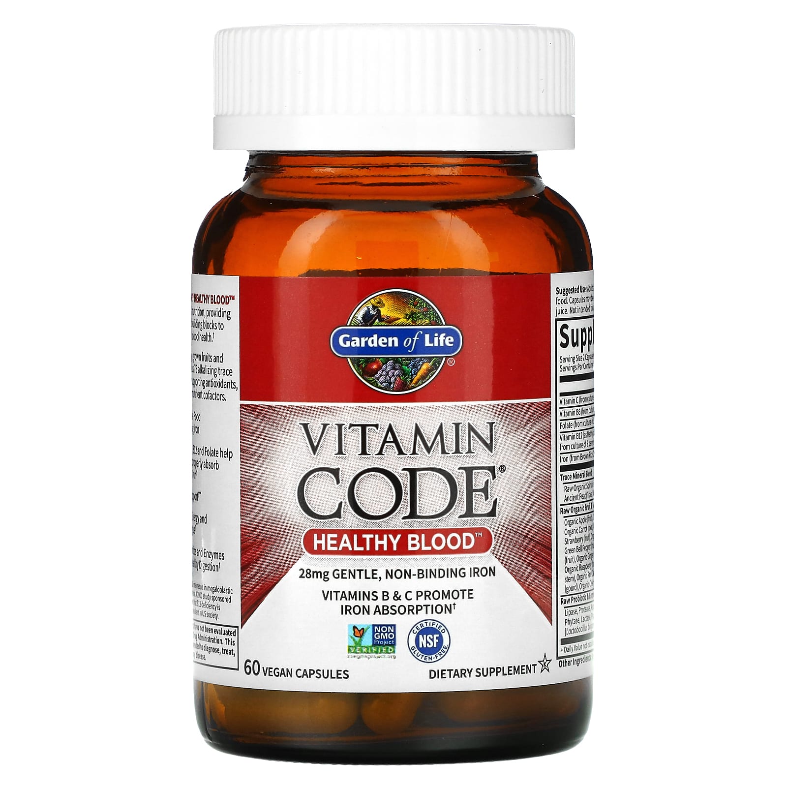 Garden of Life, Vitamin Code, Healthy Blood, 60 веганских капсул