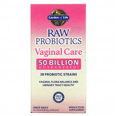 Garden of Life, RAW Probiotics, для восстановления микрофлоры влагалища, 50 млрд, 30 вегетарианских капсул