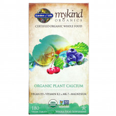 Garden of Life, KIND Organics, органический растительный кальций, 180 веганских таблеток