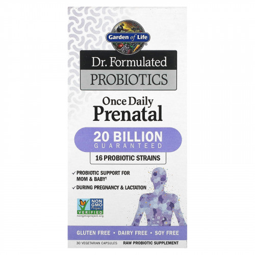 Garden of Life, Dr. Formulated Probiotics, пробиотики, одна таблетка в день во время беременности, 30 вегетарианских капсул