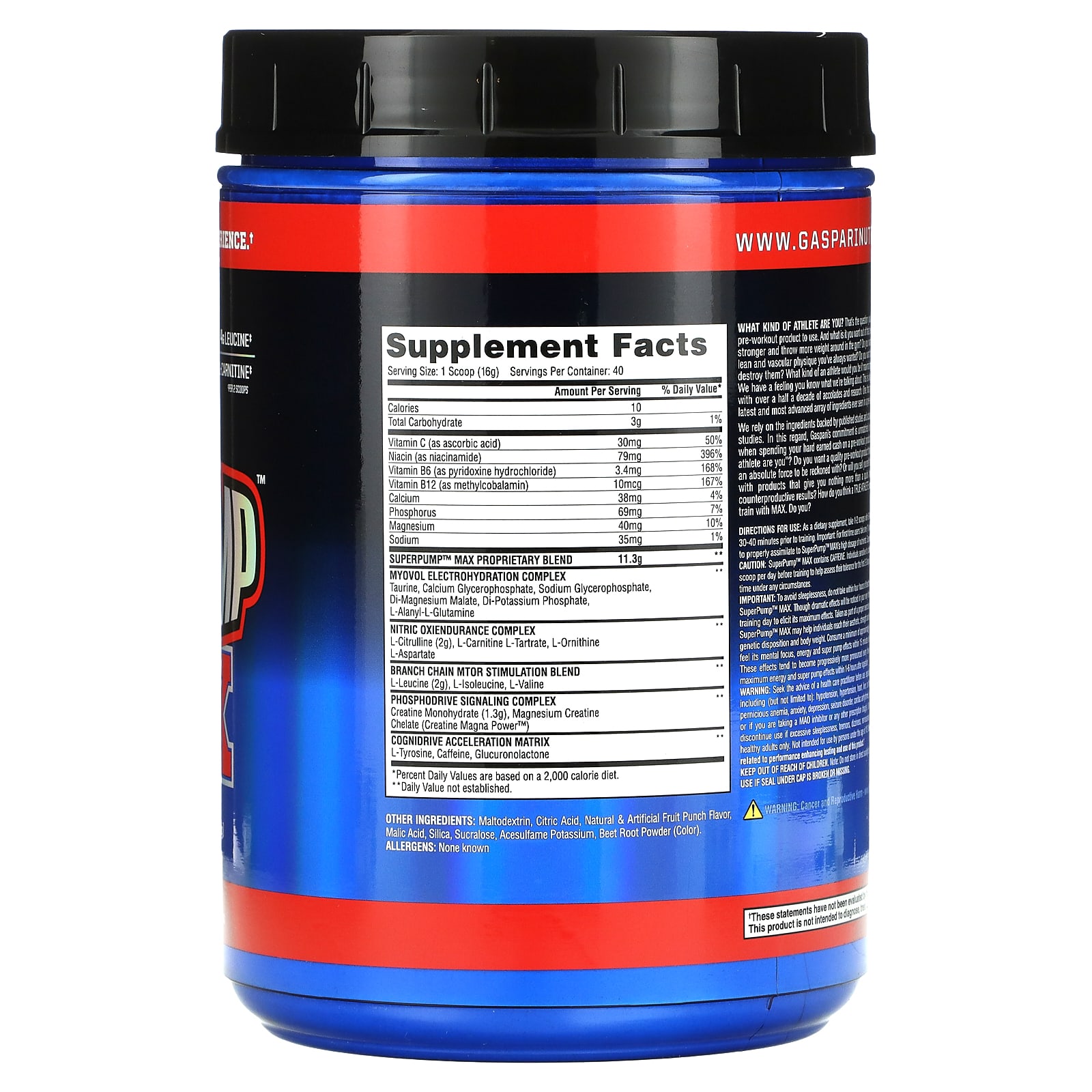 Gaspari Nutrition, SuperPump Max, фруктовый пунш, 640 г (1,41 фунта)