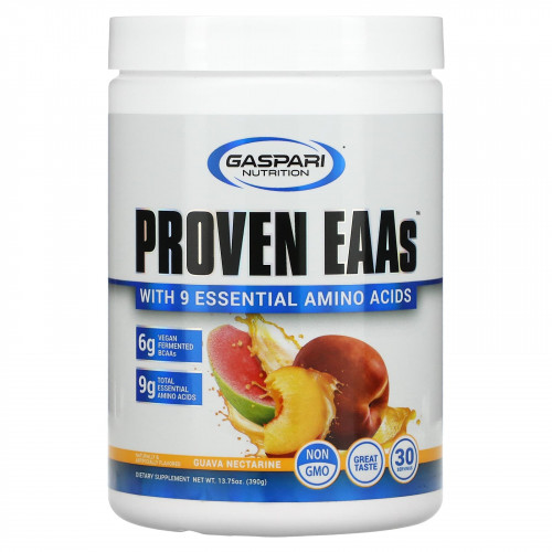 Gaspari Nutrition, Proven EAAs, с 9 незаменимыми аминокислотами, со вкусом гуавы и нектарина, 390 г (13,75 унций)