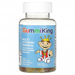 GummiKing, мультивитамины и микроэлементы, овощи, фрукты и клетчатка для детей, 60 жевательных таблеток