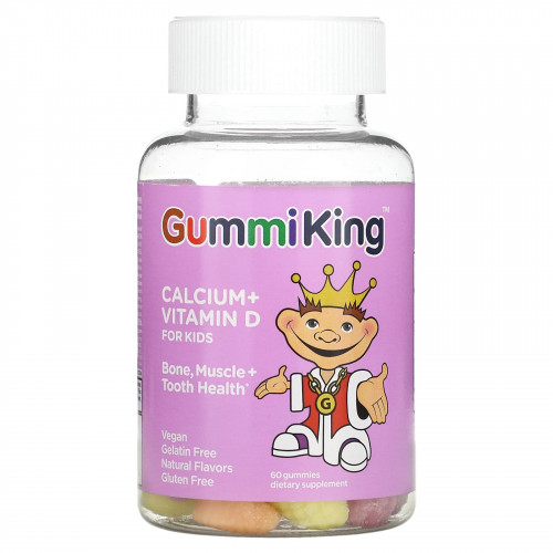 GummiKing, кальций и витамин D для детей, 60 жевательных мармеладок