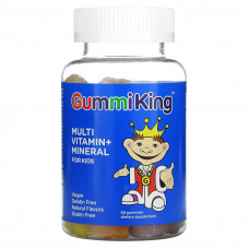 GummiKing, мультивитамины и микроэлементы для детей, со вкусом клубники, апельсина, лимона, винограда, вишни и грейпфрута, 60 жевательных таблеток