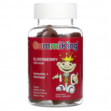 GummiKing, Бузина для детей, для иммунитета и хорошего самочувствия, малина, 60 жевательных таблеток