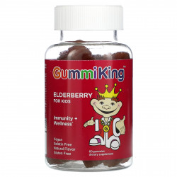 GummiKing, Бузина для детей, для иммунитета и хорошего самочувствия, малина, 60 жевательных таблеток