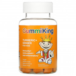 GummiKing, Куркума и имбирь, для детей, иммунитет, антиоксидант и противовоспалительное средство, манго, 60 жевательных таблеток