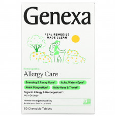 Genexa LLC, Allergy Care, органическое средство от аллергии и отеков, органические ягоды асаи, 60 жевательных таблеток