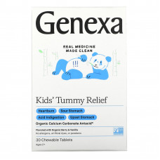 Genexa LLC, Kid's Tummy Relief, для детей от 2 лет, органические ягоды и ваниль, 30 жевательных таблеток