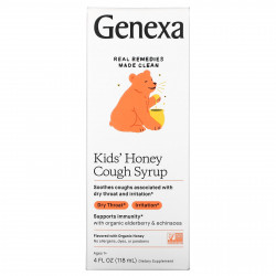 Genexa LLC, Kid's Honey, сироп от кашля, для детей от 1 года, органический мед, 118 мл (4 жидк. Унции)