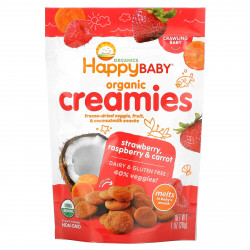 Happy Family Organics, Organic Creamies, снеки из сублимированных овощей, фруктов и кокосового молока, клубника, малина и морковь, 28 г (1 унция)